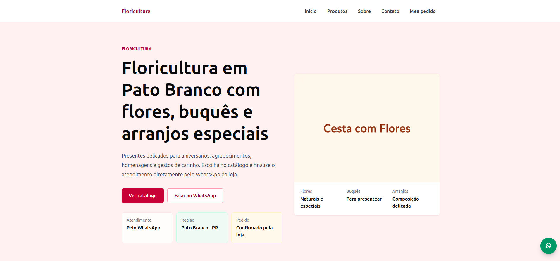 Tela do sistema web Rosa de Saron para floricultura desenvolvido pela Gulini.Dev